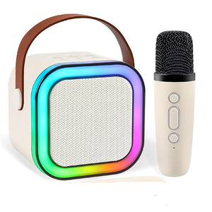 Máquina de Karaoke Portátil Mini RGB LED con Micrófonos Inalámbricos para Niños y Adultos, Cine en Casa para Fiestas de <span class=keywords><strong>Cumpleaños</strong></span> - Product Image 1