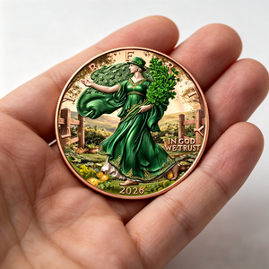 Pièce de collection ronde en cuivre fin de 1 once, thème Saint-<span class=keywords><strong>Patrick</strong></span>, avec médaille Trèfle à quatre feuilles, non monétaire - Product Image 3