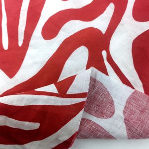 Venta directa de fábrica Transpirable 100% Lino Tela de lino Color rojo Impreso para niñas Camisas de verano y primavera Ropa de vestir - Product Image 5