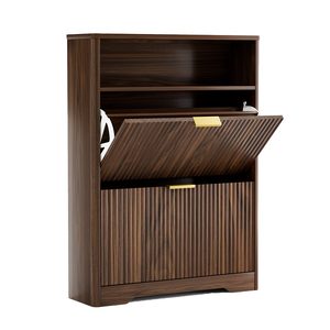 Solid Wood Modern <b>Shoe</b> Cabinet <b>Storage</b> Entryway Hidden <b>Shoes</b> 2 Flip Drawers Tall Free Standing <b>Shoe</b> Organizer <b>Rack</b> Foyer - Product Image 3