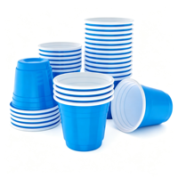 2oz Mini Merah Biru Gelas Plastik Sekali Pakai Isi 50 untuk Pesta
