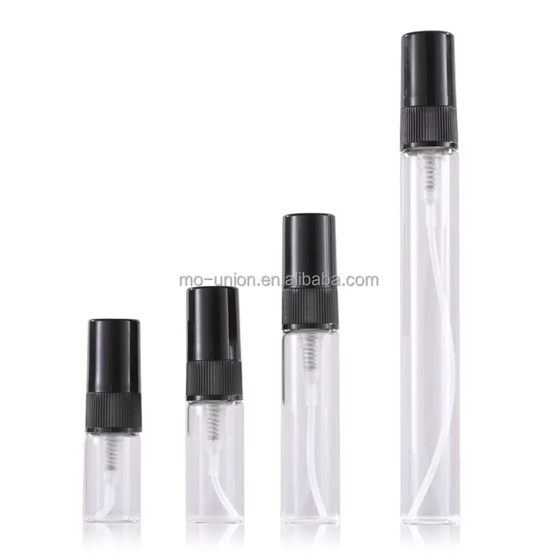 Boş alt ambalaj şişeleri parfüm ince uzun kalem 2ml 3ml 5ml 10ml şeffaf ince sis sprey cam parfüm örnekleri şişe seyahat için
