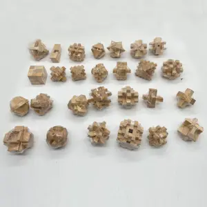 Quebra-cabeça de madeira chinês antigo, jogo de tabuleiro educacional quadrado, brinquedo para crianças, quebra-cabeças