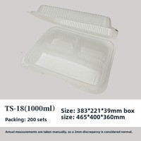 Boîte à lunch en plastique à trois compartiments de qualité alimentaire PP, compatible micro-ondes, avec couvercle, pour plats à emporter, multi-tailles, vente en gros