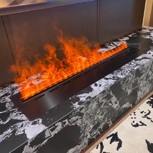 Cheminée électrique en métal de style européen, avec flamme simulée, télécommande et application, pour salon, hôtel, villa, en acier inoxydable - Product Image 2