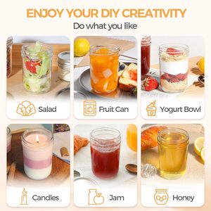 برطمانات ميسون صغيرة 8 أونصات ، برطمان ماسون فم منتظم ، برطمان تعليب زجاجي نصف لتر للتوابل والمربى والعسل والمخلل والحلوى مع أغطية - Product Image 5