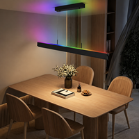 Luz LED Inteligente Regulable de Aluminio RGB con Sincronización Musical y Control por APP para Sala de Juegos, Decoración del Hogar, Lámpara Colgante Lineal RGBW Moderna