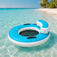 Hamac aquatique gonflable Flamingo pour parc aquatique, en PVC Drop Stitch avec maille, pour lac et océan, détente, 112x112x15 cm, bleu, 400 Lbs. 12