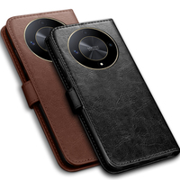 Casing Dompet Kulit PU Tekstur Retro untuk Huawei Honor 200 Lite X7A X9B Magic 6 Lite, Casing Ponsel POCO X7 X6 S25 Ultra