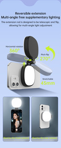 Lulin Lampe de poche portable magnétique pour téléphone portable, lumière selfie, support de téléphone à rotation à 180 degrés, <span class=keywords><strong>miroir</strong></span> intégré, rechargeable - Product Image 2