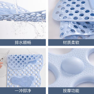 Tapis de douche antidérapant imperméable pour la maison, avec motif de traces de pas, forme originale, couleur unie - Product Image 5