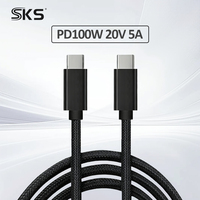 Cable de Carga Rápida USB Tipo-C de 100W 20V 5A 2M con Trenzado de Nailon, Carcasa de Aleación de Aluminio USB 3.0, Cable Tipo C a C para Teléfono y Portátil