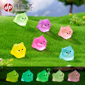 Ornement miniature en résine de chiot Pomeranian qui brille dans le noir, décoration de jardin, forme animale autoportante, finition brillante - Product Image 2