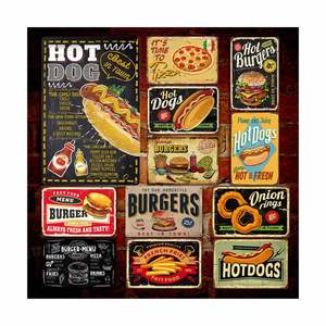 Letrero Metálico Retro Vintage Personalizado para Decoración de Hamburgueserías o Regalo Promocional - Product Image 1