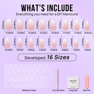 Btartbox 30 pièces Faux Ongles Courts Amande Personnalisés Haute Qualité Design Dégradé Vente en Gros Gels Souples à Presser Luxe - Product Image 5