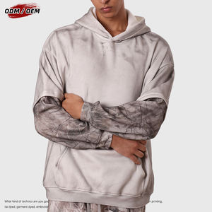 Sweat à capuche oversize camouflage en polaire, manches effet deux-pièces, style streetwear, 340 g/m², polyester/coton, pull pour homme - Product Image 4