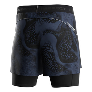 Mid-thigh Men Fitness Shorts with Built-in Compression Sweat-wicking Laser Cutting Holes for <b>Runners</b> of All Levels - Product Image 3