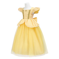 Ensemble de 4 pièces pour fête de princesse pour enfants avec robe, serre-tête, baguette magique et gants en dentelle pour costume de fête d'anniversaire de filles, conte de fées