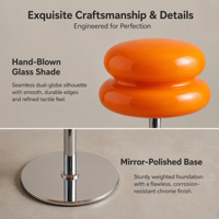 Lampe de Chevet Esthétique en Gros pour Décoration de Café, Style Bauhaus, Lampe de Bureau Chromée, Lampe Champignon Orange Originale en Verre