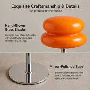 Wholesale Aesthetic Bedside <strong>Table</strong> <strong>Lamp</strong> for Cafe Room Decor Bauhaus Style Chrome Desk Light <strong>Funky</strong> Orange Glass Mushroom <strong>Lamp</strong> - Product Image 4