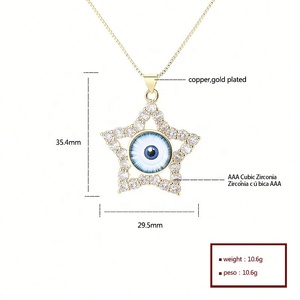Chaîne de perles étoiles et yeux de démon en zircon pour la fabrication de bijoux, colliers plaqués or 18 carats, tendance, vente en gros - Product Image 6