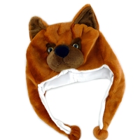 Bonnet d'hiver en fausse fourrure moelleuse avec cache-oreilles, motif animal, chiot brun 3D, pour déguisement d'Halloween, vente en gros, fabricant OEM