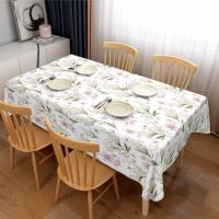 Nappe en vinyle rose à fleurs sauvages, housse de table en PVC et polyester avec imprimé floral