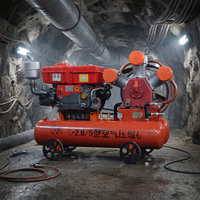Compresseur d'air portable diesel 15KW à piston, 5 bars, pour ventilation minière souterraine, outils pneumatiques, réservoir d'air 200L, alimentation directe
