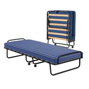 เตียงพับพร้อมที่นอนเดี่ยวสูง 10 ซม. ขนาด 80x200x39 ซม. โครงเหล็กทรงกระบอก 4 ล้อหมุนได้ สำหรับจัดเก็บได้กะทัดรัดและเคลื่อนย้ายสะดวก - Product Image 1