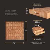 Planche à découper rectangulaire à grain fin d'érable naturel biologique avec poignée rainure à jus