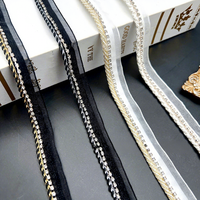 Vente directe usine : Ruban tissé mère-en-enfant en fil d'or et d'argent avec strass pour vêtements et accessoires textiles de maison
