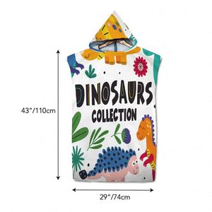 Custom Logo Quick Dry <b>Microfiber</b> Kids Hooded Wearable <b>Beach</b> Poncho <b>Towel</b> for Outdoor Summer Promotions - Product Image 2