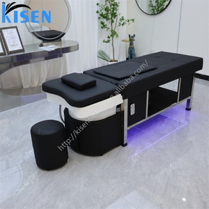 เตียงสระผมเชิงพาณิชย์ Kisen พร้อมระบบน้ำวน ไฟ LED อบไอน้ำ ที่พักศีรษะปรับได้ รองรับแรงดันไฟฟ้าทั่วโลก 110V 220V - Product Image 6
