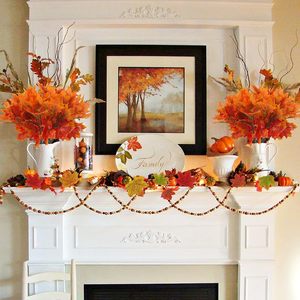 Imitation Sentai Artificial Maple Leaves Branches Plastic Autumn Decor Thanksgiving Home Kitchen Farmhouse <b>Table</b> Centerpiece - Product Image 2