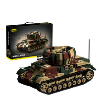 97031 Vehículo Antiaéreo Thunderbolt Alemán de la Segunda Guerra Mundial, Set de Construcción de Tanque de Plástico ABS con Camuflaje, Juguete de Construcción Difícil