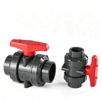 Vanne à boisseau sphérique double union en PVC-U BSX 20-110mm PN10 PN16 Norme DIN Gris foncé Vanne d'eau industrielle Vente en gros Usine OEM