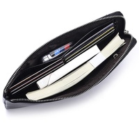 Portefeuille en cuir Pu pour hommes, pochette de grande capacité à fermeture éclair, accessoire de voyage, minimaliste, souple et Long, avec bracelet