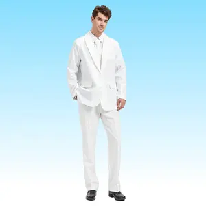 Costumes d'affaires d'Halloween pour hommes Costume de mariage 2 pièces Blazer de couleur unie Pantalon en polyester pour costume de fête adulte