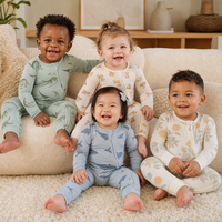Combinaison pour bébé en bambou côtelé de couleur unie, double fermeture éclair, neutre, pour nouveau-né, combinaison de sommeil pour nourrisson