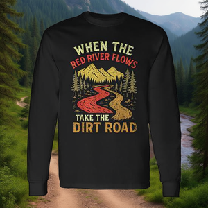 Cuando el río Rojo fluye, toma el camino de tierra, camiseta de manga larga para senderismo y aventuras al aire libre - Product Image 3