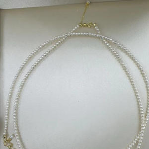 สร้อยคอมุกน้ำจืดธรรมชาติ ขนาด 2.5-3 มม. สวยงาม ไร้ตำหนิเกือบทั้งหมด มุกเม็ดเล็ก ตัวเรือนเงินแท้ ปรับขนาดได้ - Product Image 4