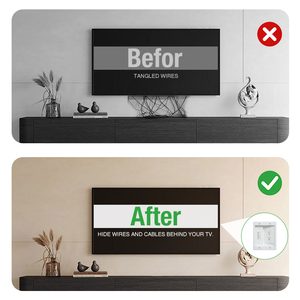 In-Wall TV <strong>Connection</strong> <strong>Kit</strong> Recessed Electrical Outlets with Brush Wallplate - Product Image 2