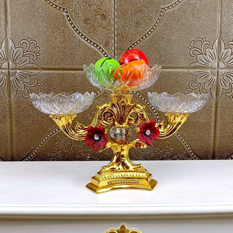 จานผลไม้สามหัวคริสตัลกุหลาบ