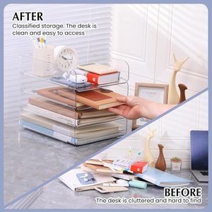 Multi-Layer Transparent Desktop Storage Rack Office Acrylic Bookshelf and Wall Stand Plastic <b>File</b> Storage <b>Box</b> Stackable Design - Product Image 5