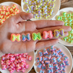 Colorful <b>Bow</b> Straight Hole Jewelry <b>Hair</b> Accessories DIY Handmade Semi-finished <b>Hair</b> Rope Material Keychain Jewelry Beads - Product Image 2