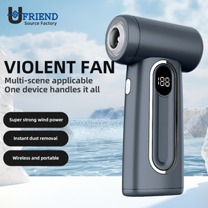 Ventilador de Mano Turbo Portátil de 6 Velocidades y 2000 mAh, Mini Ventilador Recargable de 65 W con Pantalla Digital, para Uso en Exteriores y Automóviles, USB, Plástico - Product Image 4