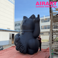 Chat porte-bonheur gonflable noir de 4 m pour l'entrée d'un centre commercial, ballon gonflable Chat porte-bonheur pour idées de décoration de fête en extérieur