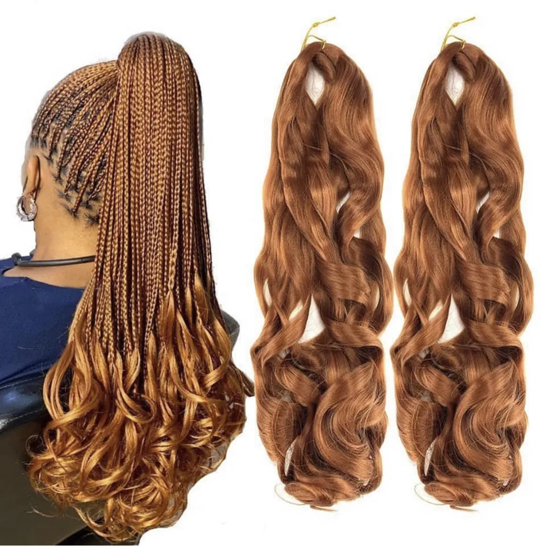 Wholesale New Custom 14 18 22inch French Curly Wavy Synthetic Braiding Hair Kenya 150g Pony Style Spiral Curly Braiding Hair