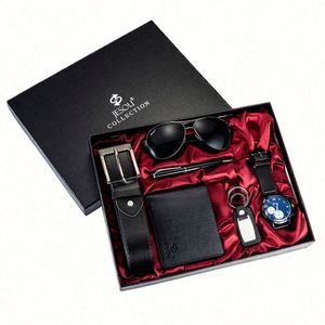 Exquisito y Popular Set de Regalo de 7 Piezas para Hombre: Reloj de Cuarzo, Cartera, Perfume, Estuche Rígido, Estuche de Papel para Cinturón, Hebilla de Gancho - Product Image 5