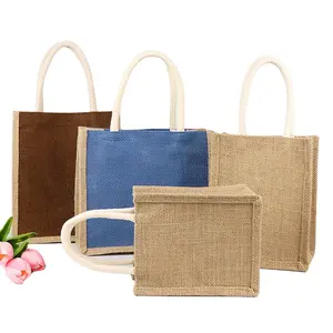 Cheap price custom reusable jute shopping bag beach hand tote jute bag eco friendly